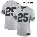 Women's NCAA Ohio State Buckeyes Mike Weber #25 College Stitched No Name Authentic Nike Gray Football Jersey AH20M61AO